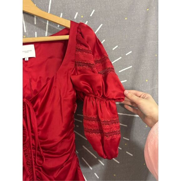 The Collection By Reformation Cherry Red Winchester Top - Picture 9 of 10